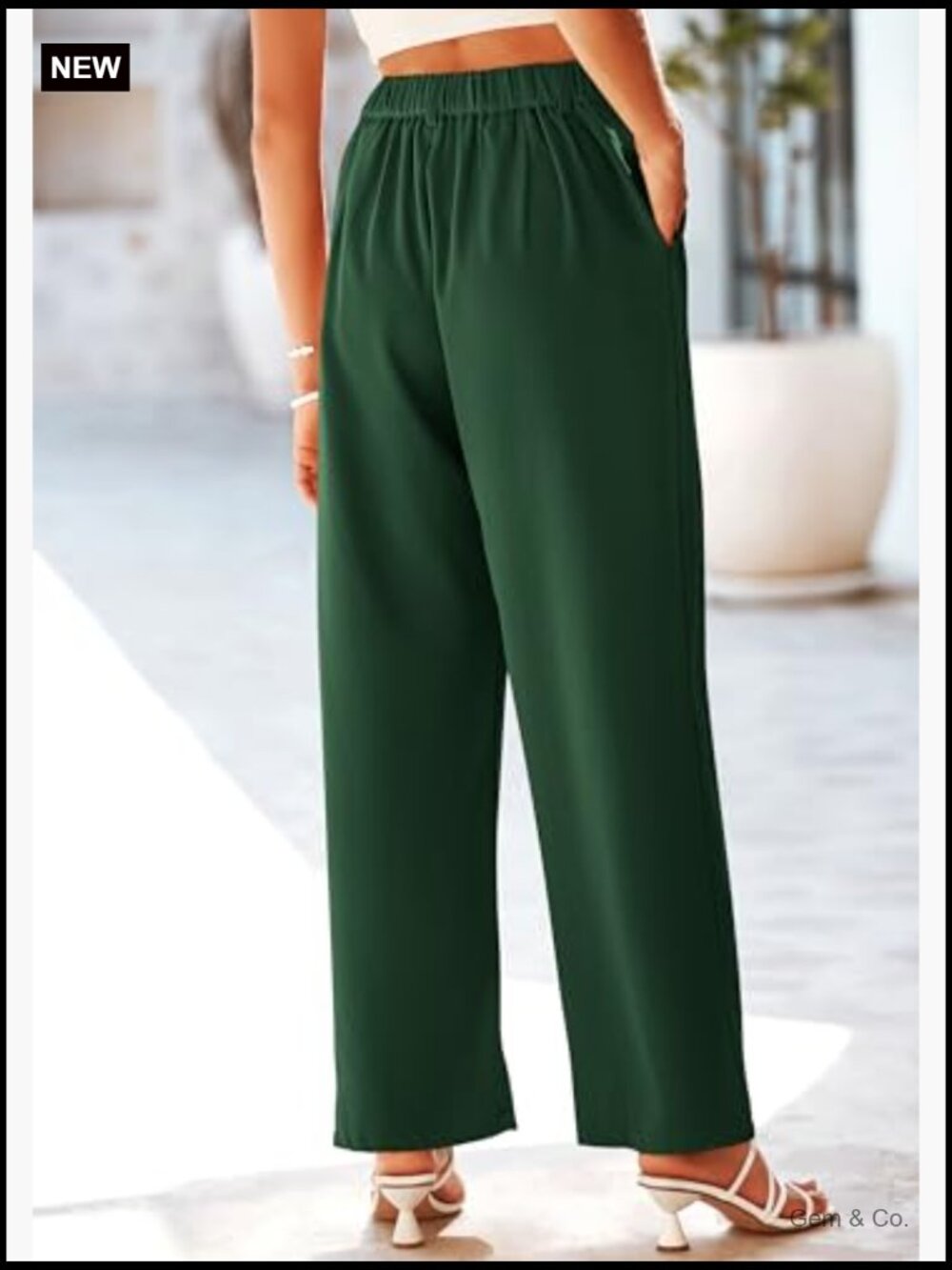 High Waisted Wide Leg Pants Business Casual Work Trousers with Pockets - Picture 3 of 7